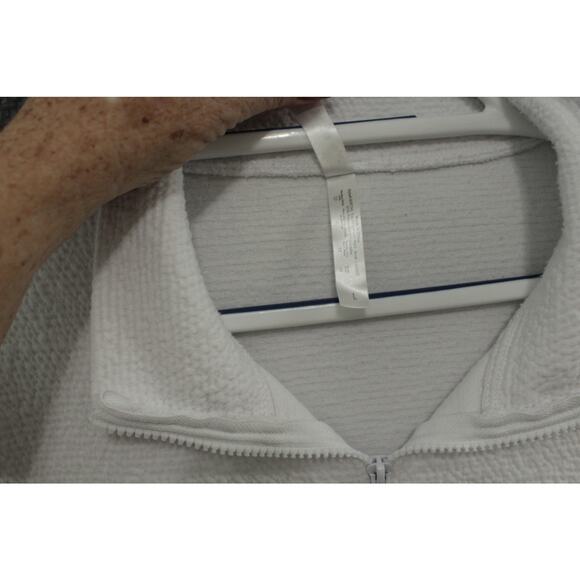 Ebb & Flow Athleisure Sweat Top Women's Large White Quarter Zip Kangaroo Pocket - Picture 4 of 7